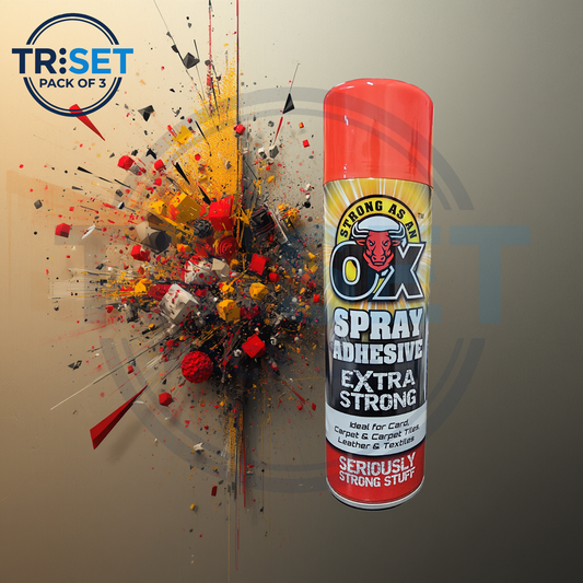 Spray Adhesive OX Pack of 3 Heavy Duty Glue Extra Strong Carpet Fabric 500ml