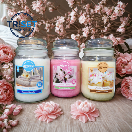 Airpure Scented Candle Jar 510g Fragnance Mixed TRISET Gift Decor Home Bundle