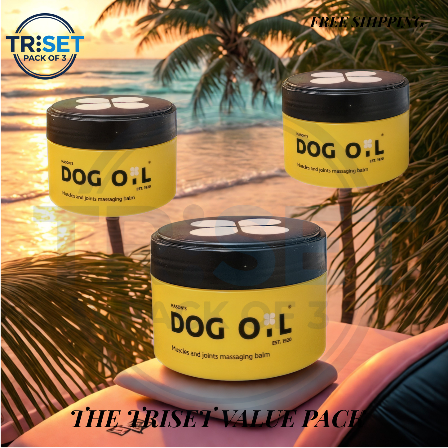Mason's Dog Oil 100ml Pack of 3 Triset Muscle Joint Massaging Balm Relief Massage
