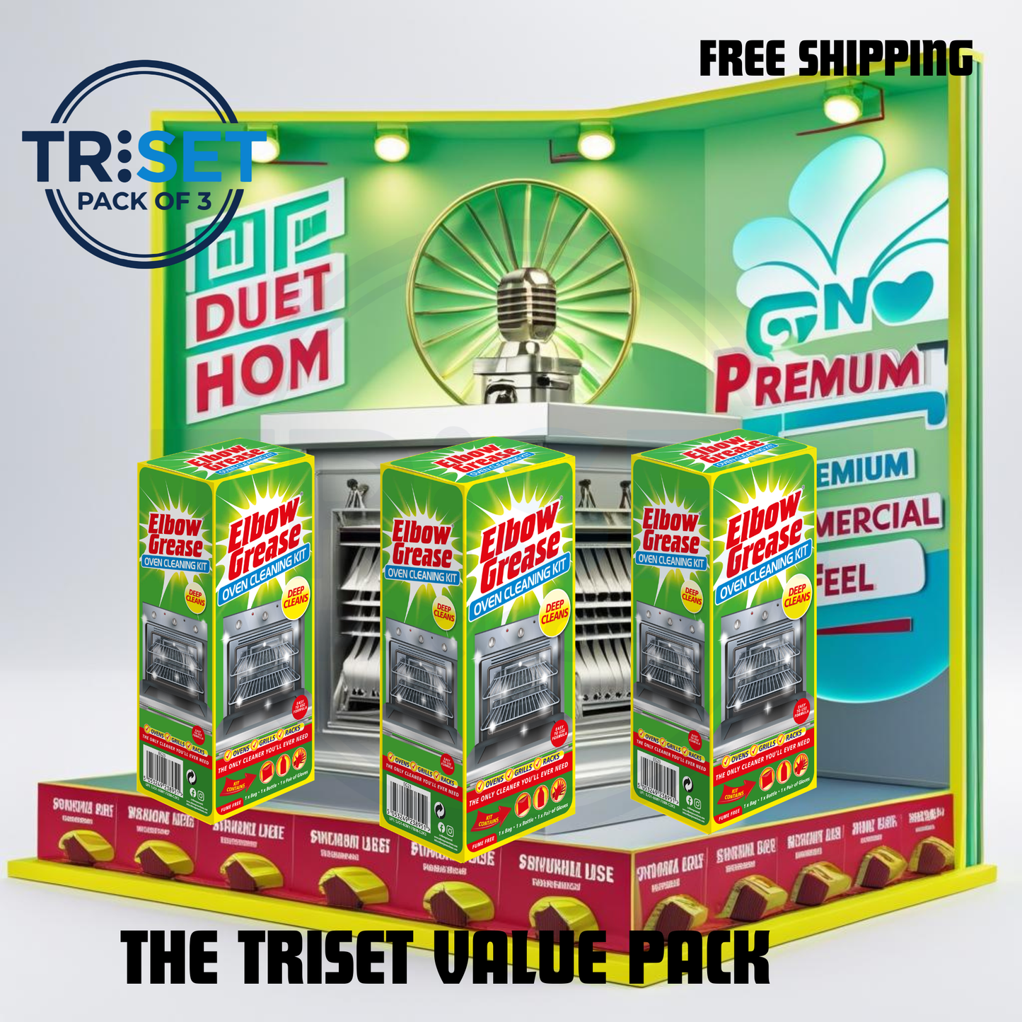 Best Oven Cleaner Elbow Grease Pack of 3 Rack Cleaning Kit Deep Degreaser Fume Free