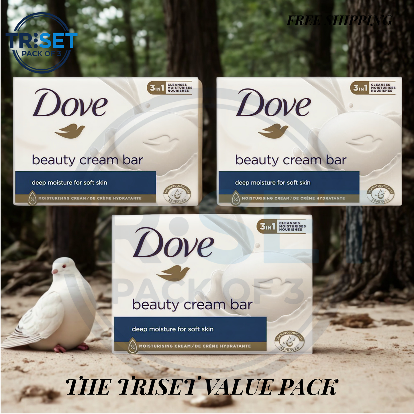 Dove Beauty Cream Bar Soap 90g Pack of 3 Deep Moisture Soft Skin Sensitive