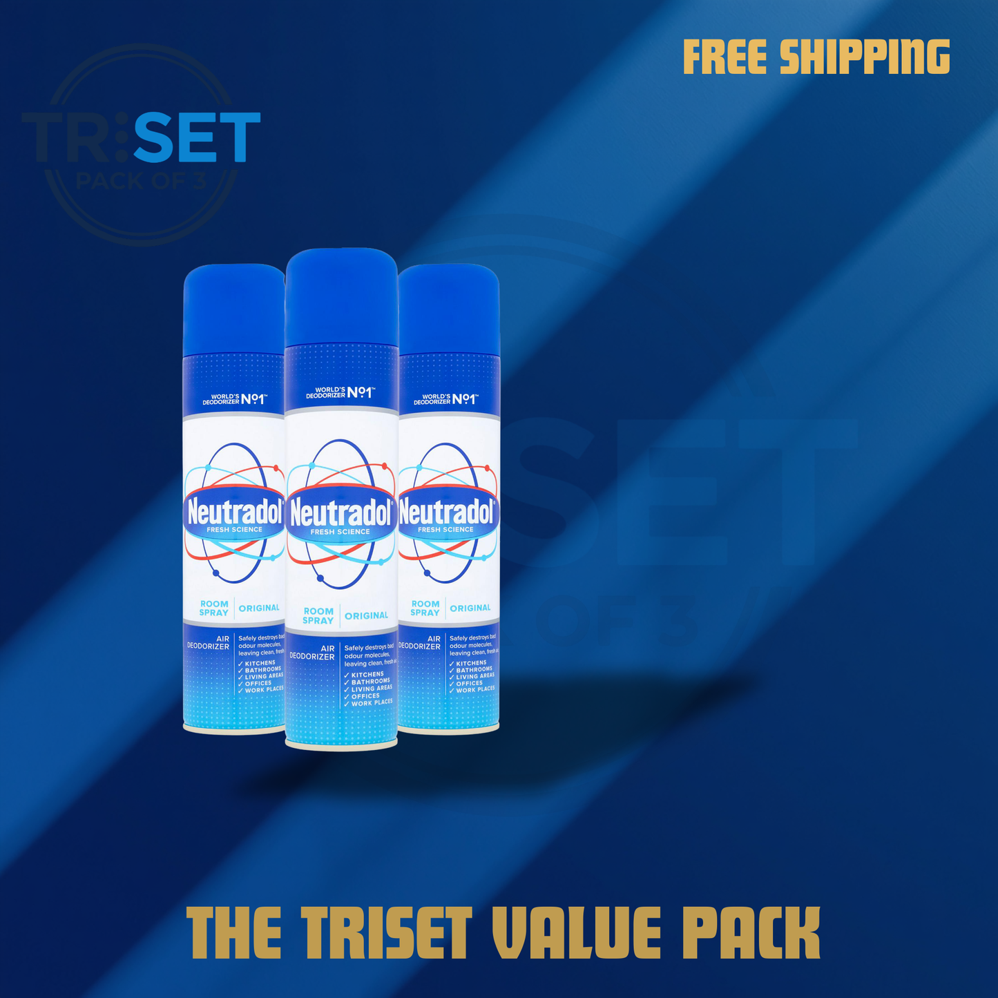 Neutradol Room Spray Odour Destroyer Original 300ml Pack of 3 Air Freshener