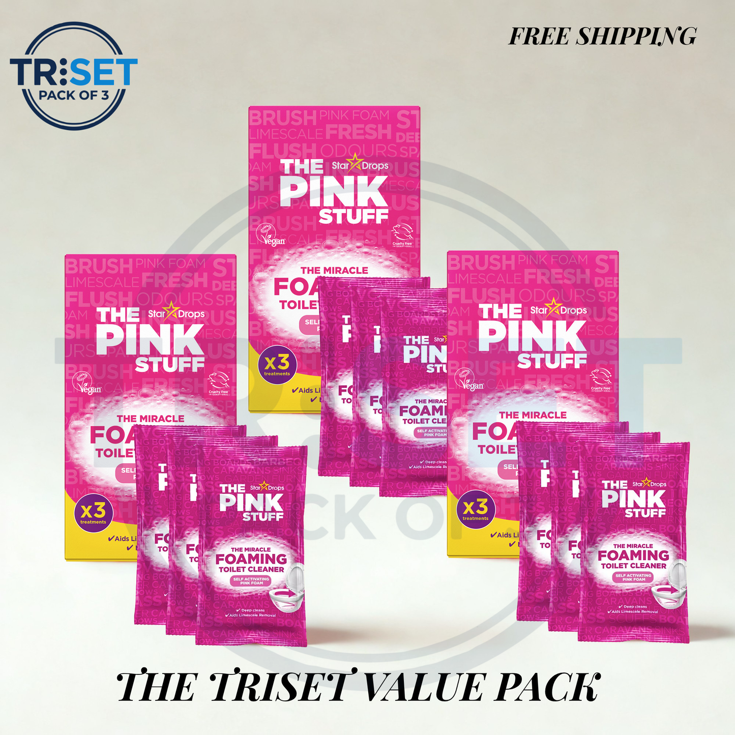Star Drops Pink Stuff Miracle Foaming Toilet Cleaner 300g Pack of 3 Deep Clean