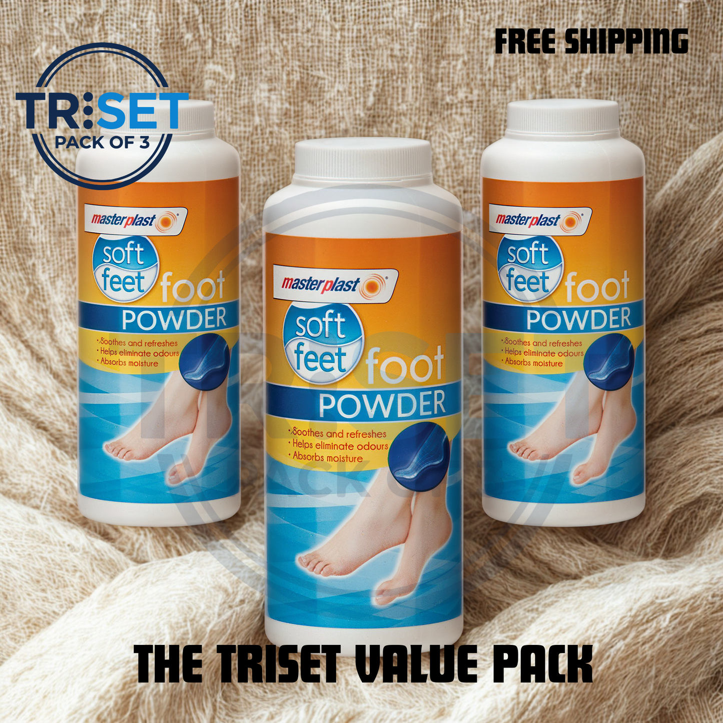Athlete's Foot Powder Masterplast Pack of 3 Anti Fungal Treatment Smelly Feet 170g