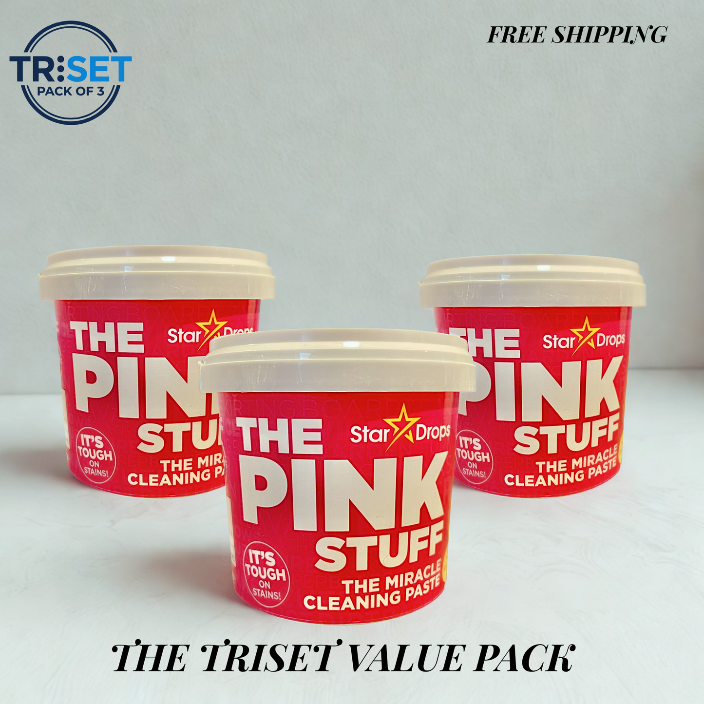 Star Drops The Pink Stuff Miracle Cleaning Paste 850g Tough Stain Remover Tub Triset