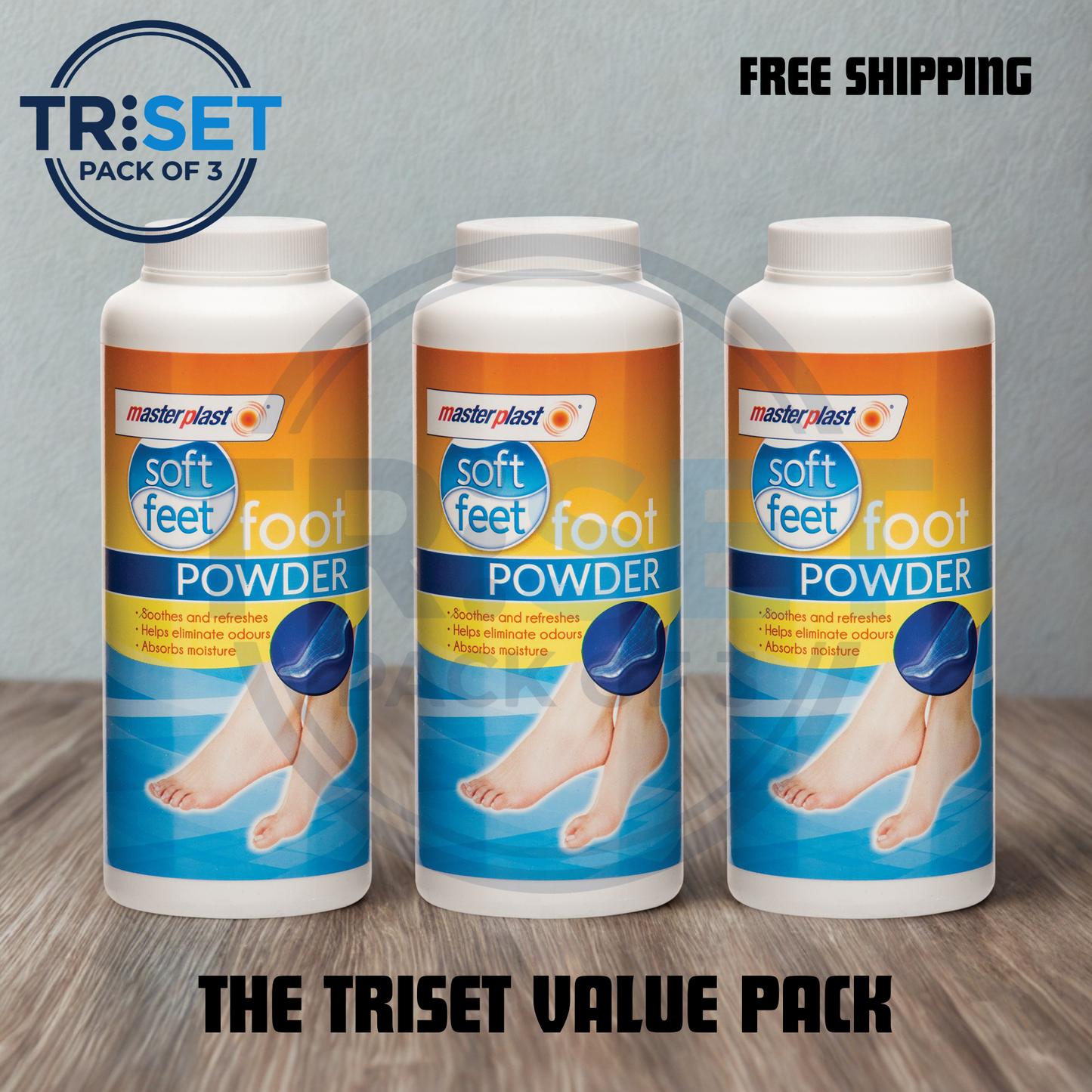 Athlete's Foot Powder Masterplast Pack of 3 Anti Fungal Treatment Smelly Feet 170g