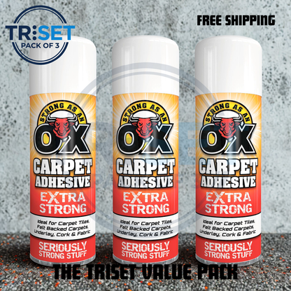 Carpet Glue Spray OX Pack of 3 Adhesive Heavy Duty Extra Strong Underlay 500ml