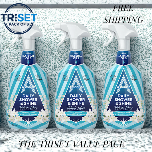 Astonish Daily Shower Shine White Lilies 750ml Pack of 3 Triset No Scrub Spray
