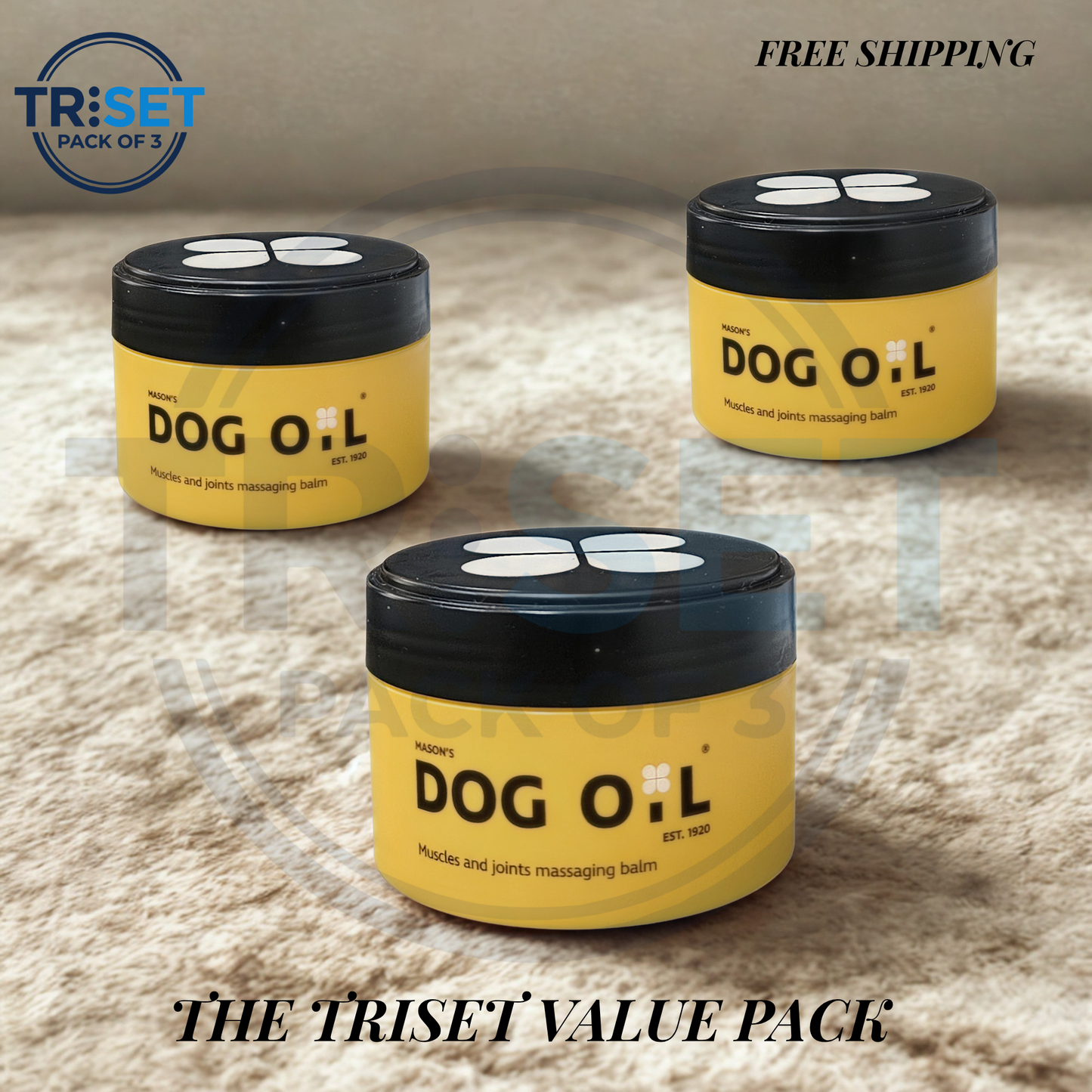 Mason's Dog Oil 100ml Pack of 3 Triset Muscle Joint Massaging Balm Relief Massage