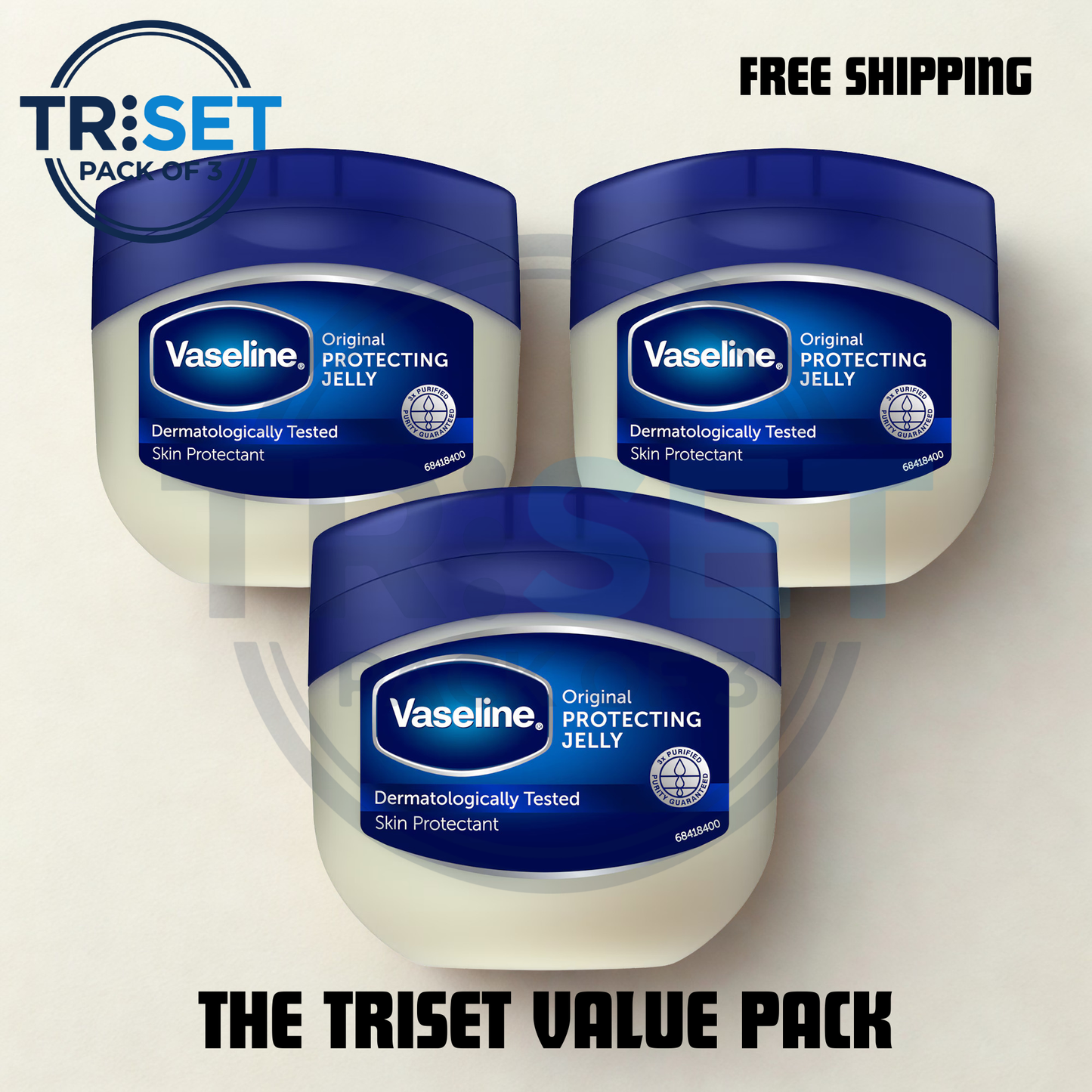 Petroleum Jelly Vaseline Pack of 3 Original Pure 250ml Dry Skin Baby Care Relief