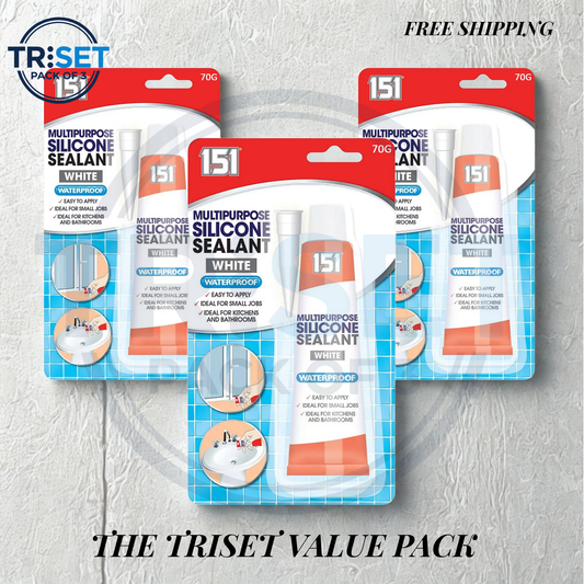 Silicone Sealant 151 Pack of 3 White Bathroom Kitchen Shower Sealer No Gun DIY