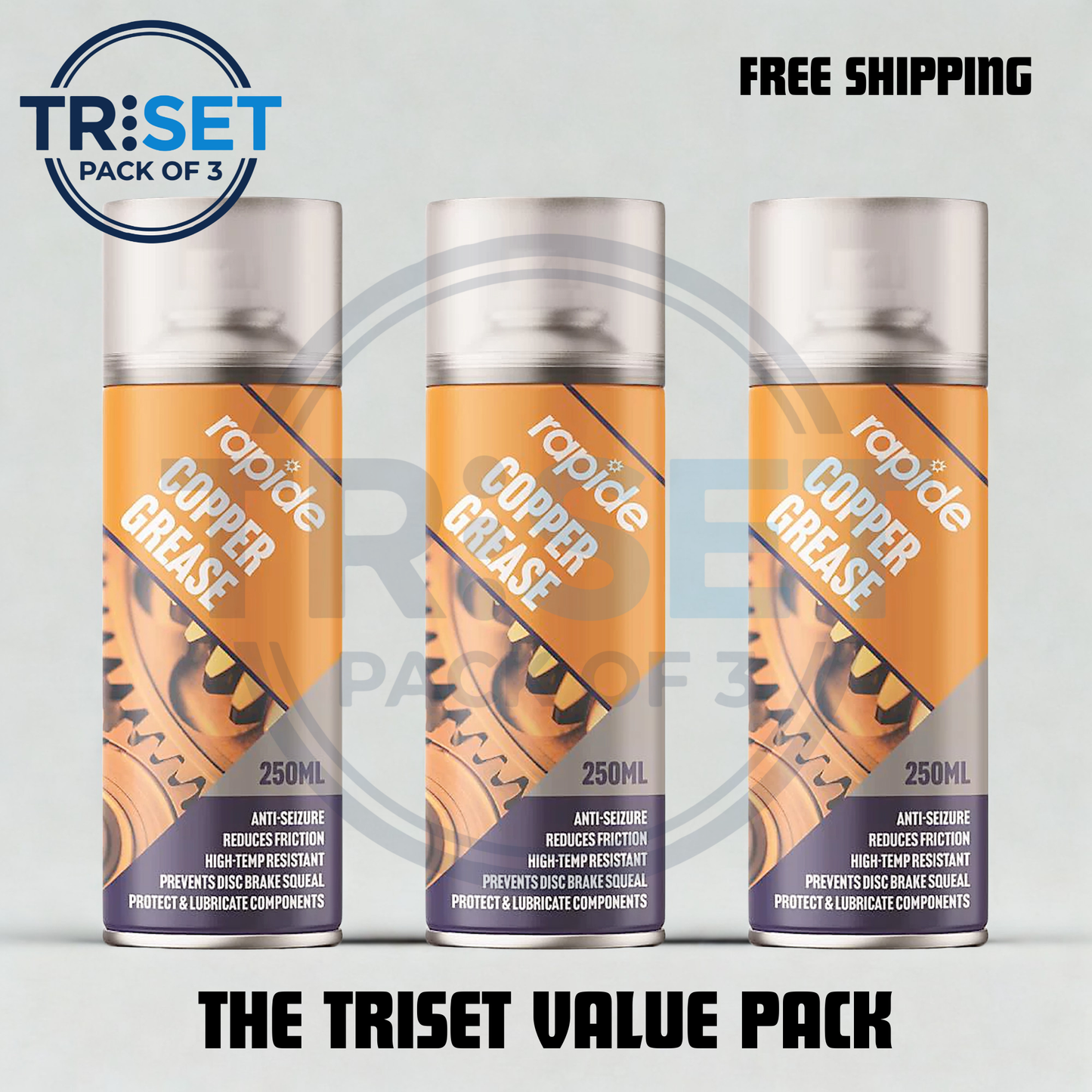 Copper Grease Spray Rapide Pack of 3 Anti Seize Brake Slip Lubricant 250ml Aerosol