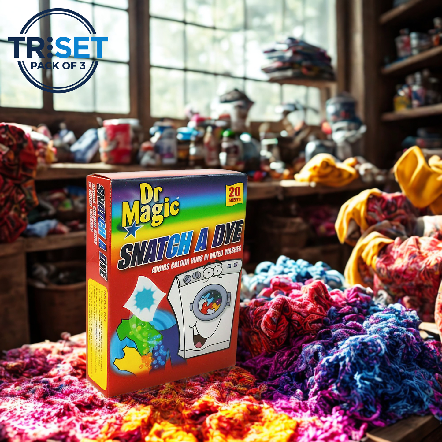 Dr Magic Snatch A Dye 20 Sheets Pack of 3 Triset Laundry Colour Catcher Mixed Wash
