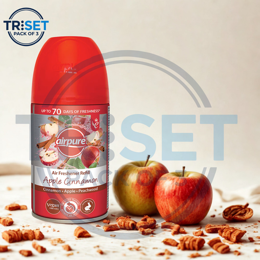Airpure Apple Cinnamon Air Freshener Refill 250ml Pack of 3 Triset Auto Spray Can
