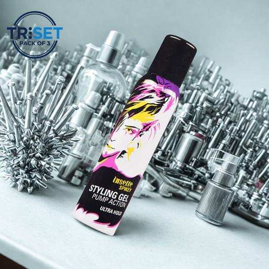 Insette Spikey Styling Gel 150ml Pack of 3 Triset Pump Action Ultra Strong Hold