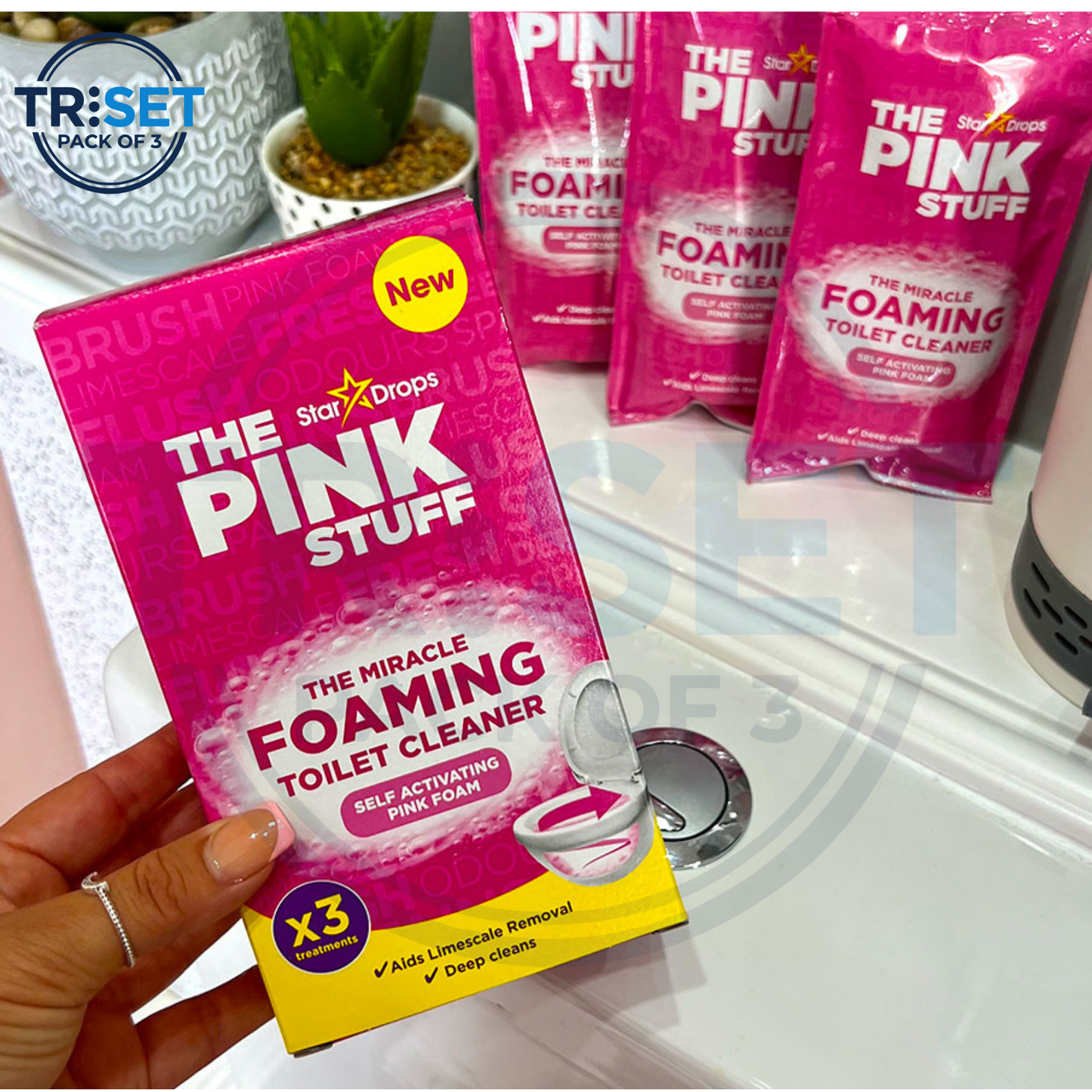 Star Drops Pink Stuff Miracle Foaming Toilet Cleaner 300g Pack of 3 Deep Clean