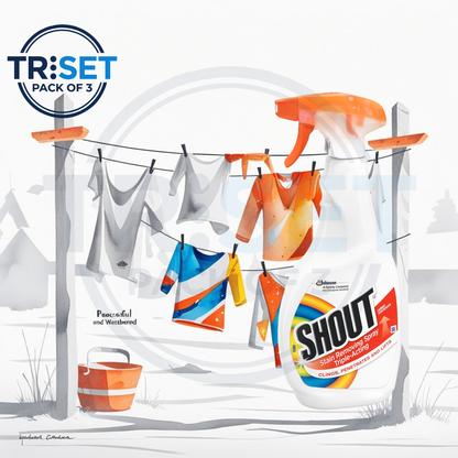 Shout Stain Remover SC Johnson Pack of 3 Triple Acting Fabric Laundry Spray 500ml