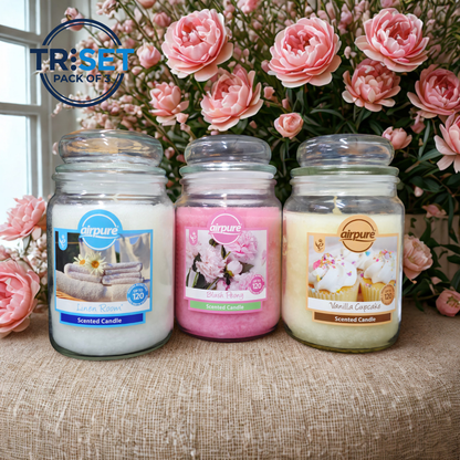 Airpure Scented Candle Jar 510g Fragnance Mixed TRISET Gift Decor Home Bundle