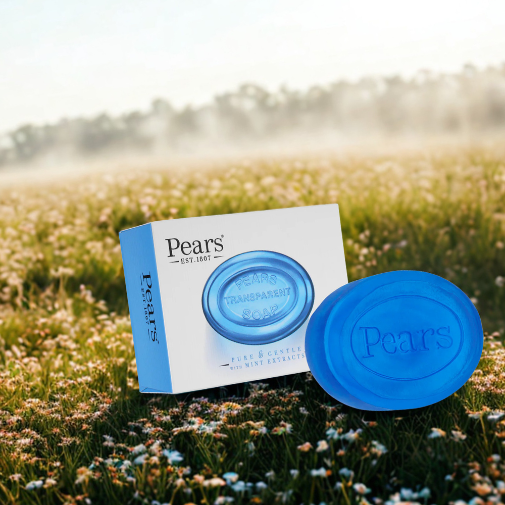 Pears Transparent Blue Soap Bar 3x125g Pure & Gentle Mint Extracts Natural Oils