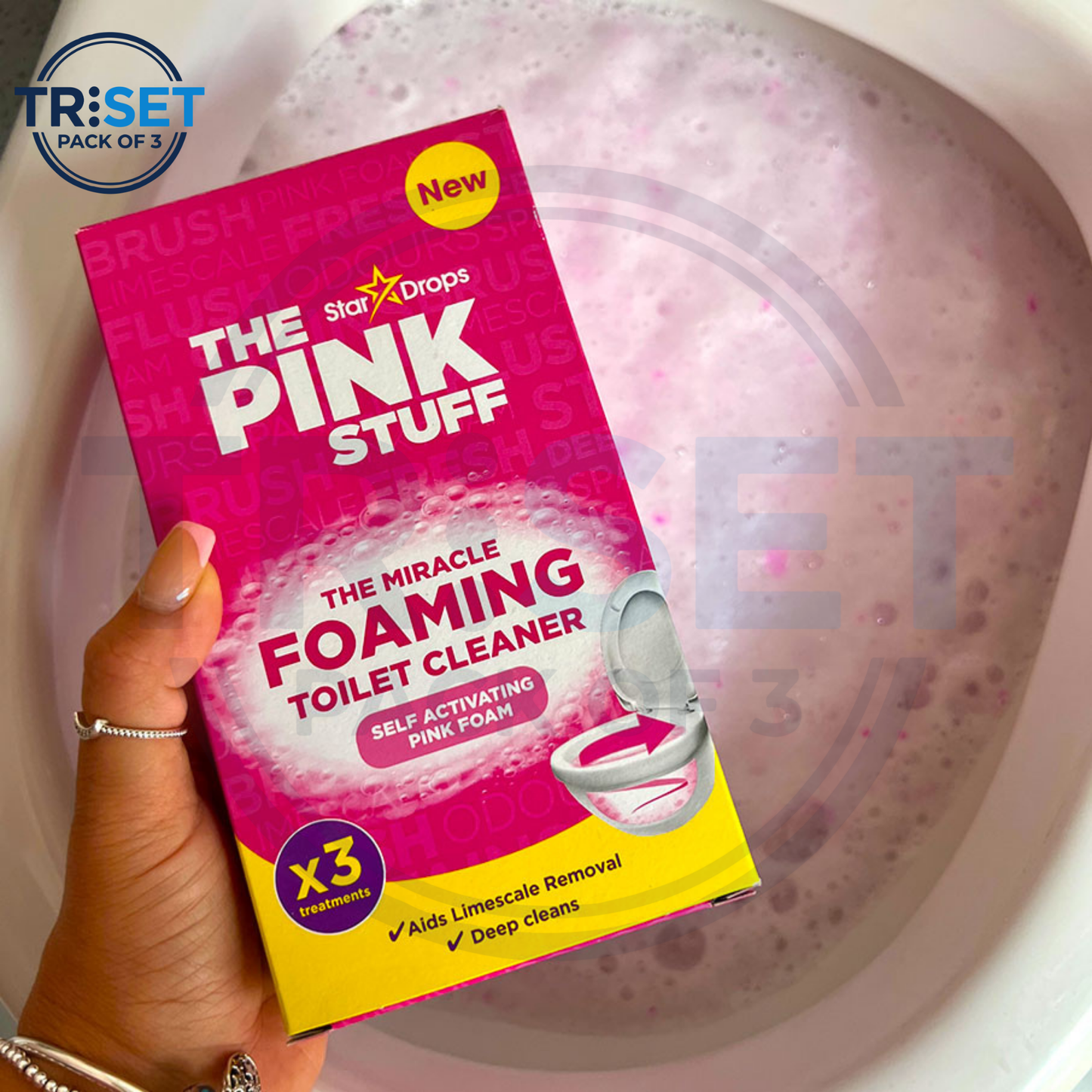 Star Drops Pink Stuff Miracle Foaming Toilet Cleaner 300g Pack of 3 Deep Clean