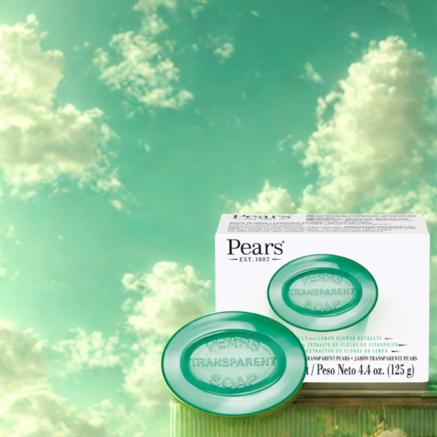 Pears Transparent Green Soap 3x125g Lemon Flower Extracts Oil Glow & Refreshing