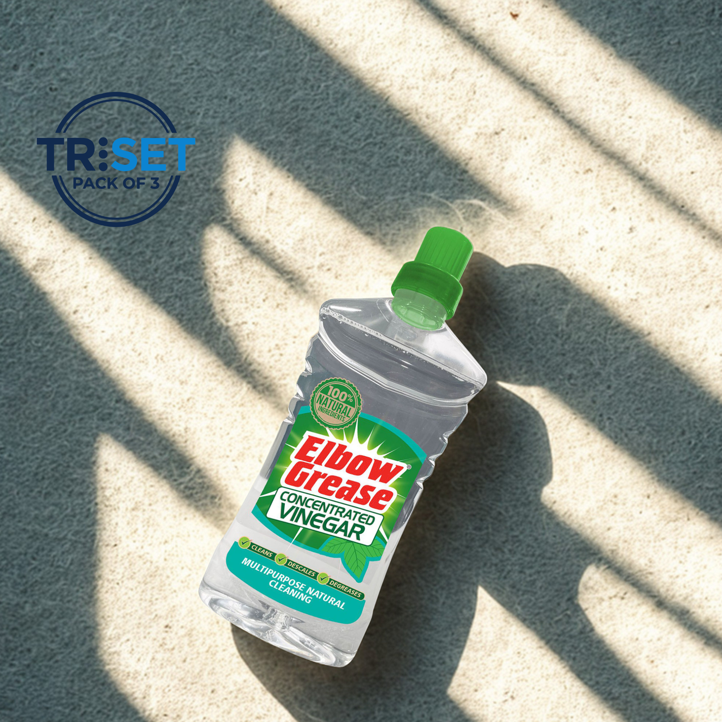 Elbow Grease Concentrated Vinegar 750ml Pack of 3 TRISET Natural Descaler Cleaner