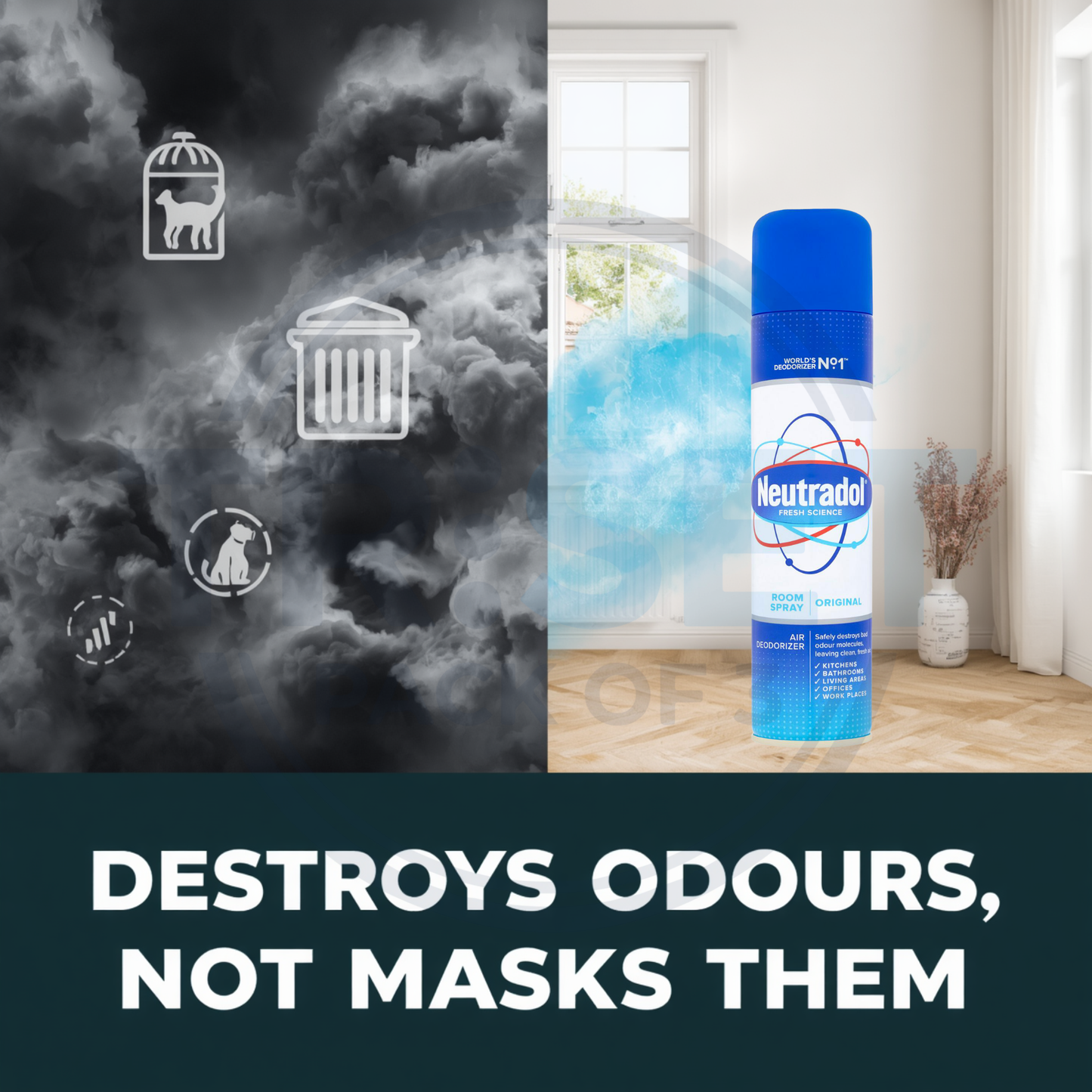 Neutradol Room Spray Odour Destroyer Original 300ml Pack of 3 Air Freshener