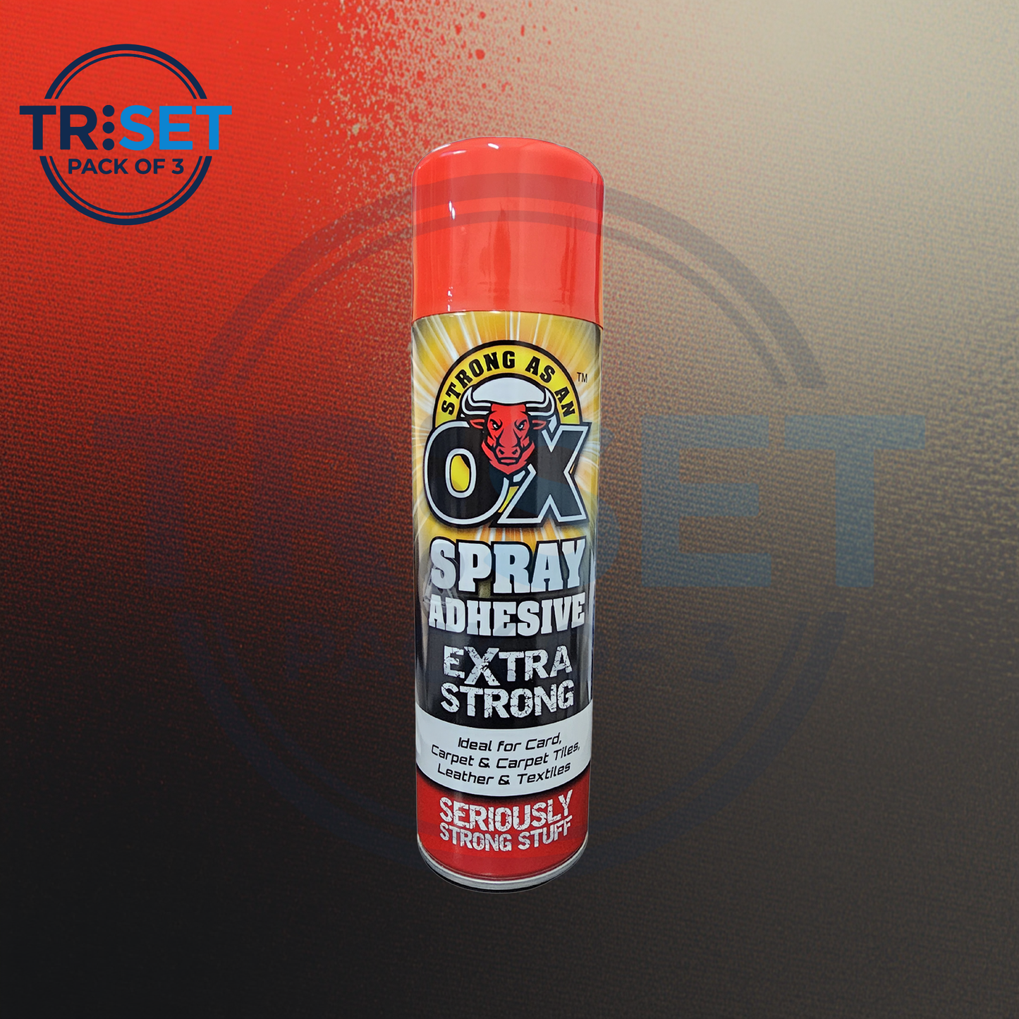 Spray Adhesive OX Pack of 3 Heavy Duty Glue Extra Strong Carpet Fabric 500ml