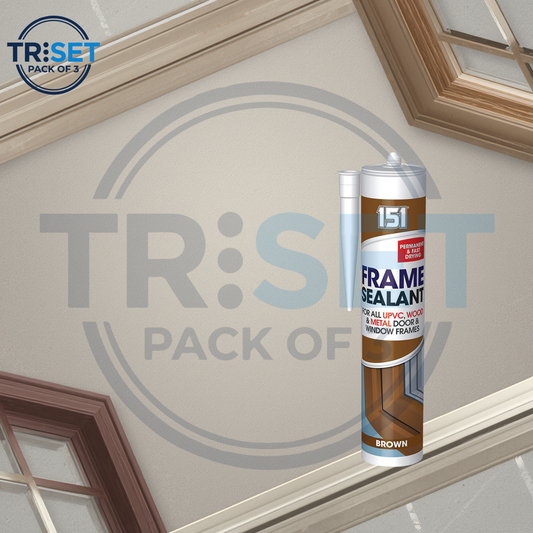151 Brown Frame Sealant 280ml Pack of 3 Triset UPVC Wood Metal Door Window Seal