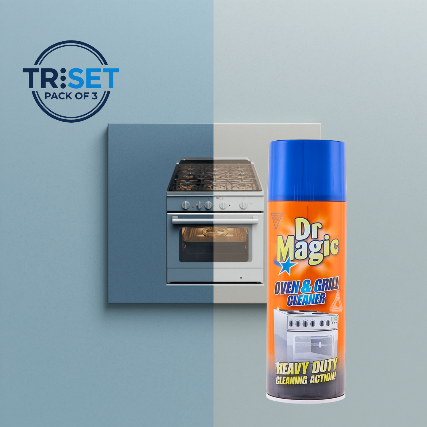 Dr Magic Oven & Grill Cleaner Spray Heavy Duty Degreaser 390ml Pack of 3 TRISET