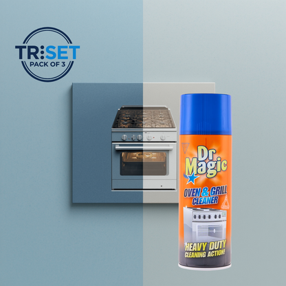 Dr Magic Oven & Grill Cleaner Spray Heavy Duty Degreaser 390ml Pack of 3 TRISET