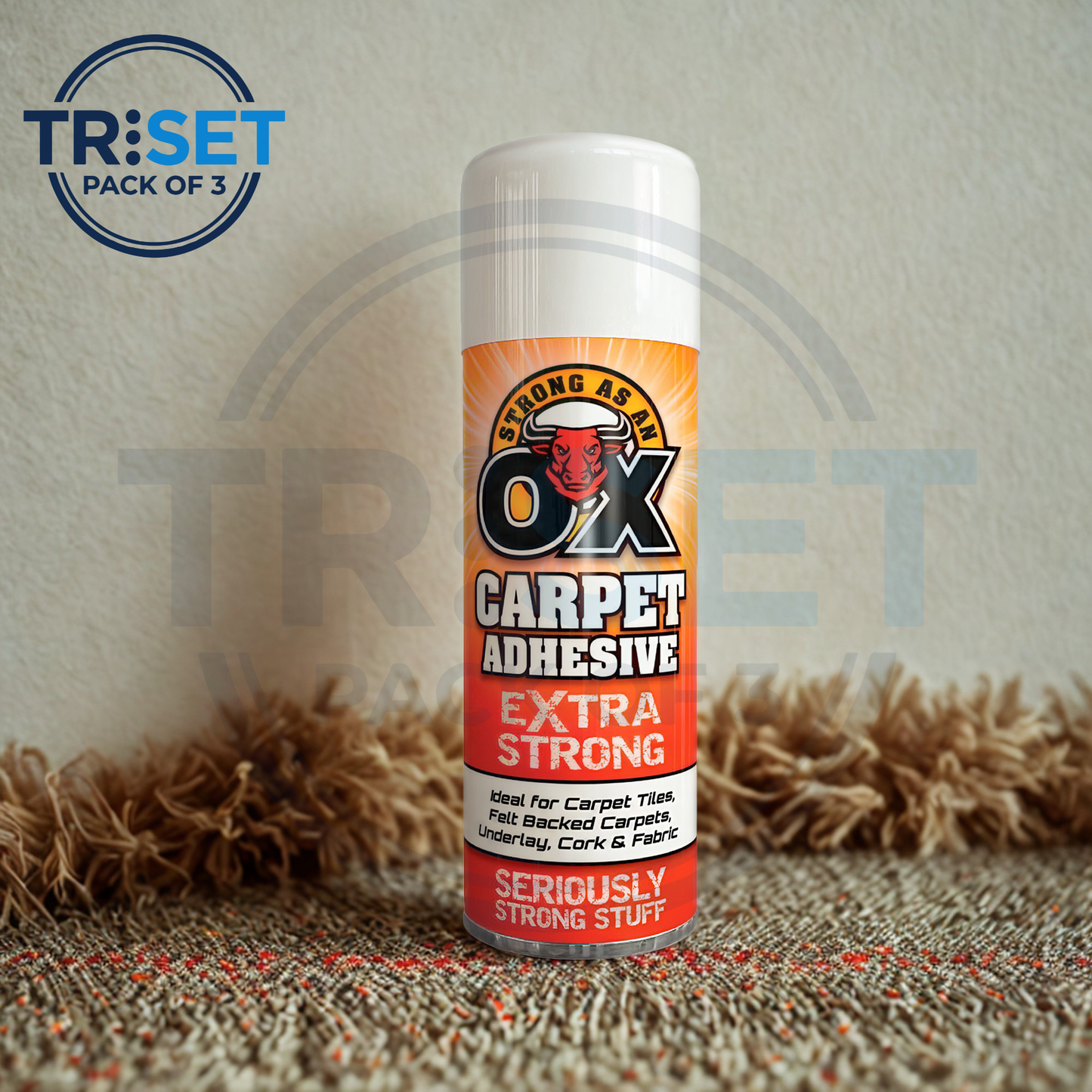 Carpet Glue Spray OX Pack of 3 Adhesive Heavy Duty Extra Strong Underlay 500ml