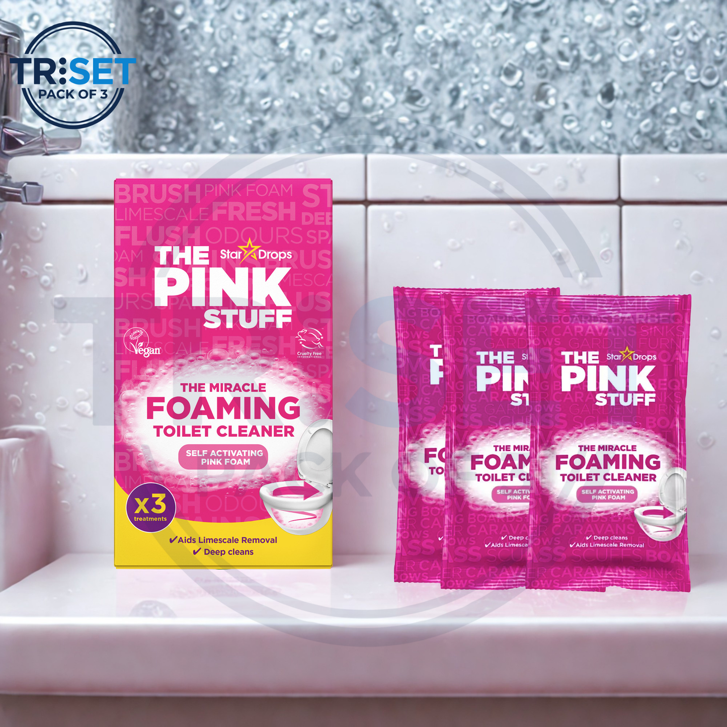 Star Drops Pink Stuff Miracle Foaming Toilet Cleaner 300g Pack of 3 Deep Clean