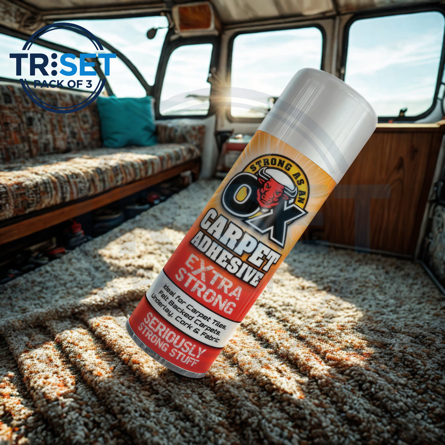Carpet Glue Spray OX Pack of 3 Adhesive Heavy Duty Extra Strong Underlay 500ml