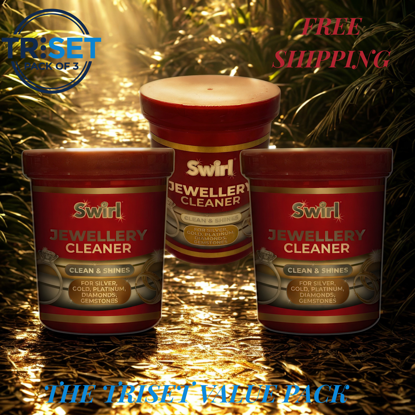 Swirl 151 Jewellery Cleaner 145ml Pack of 3 Triset Gold Silver Diamond Shiner Dip