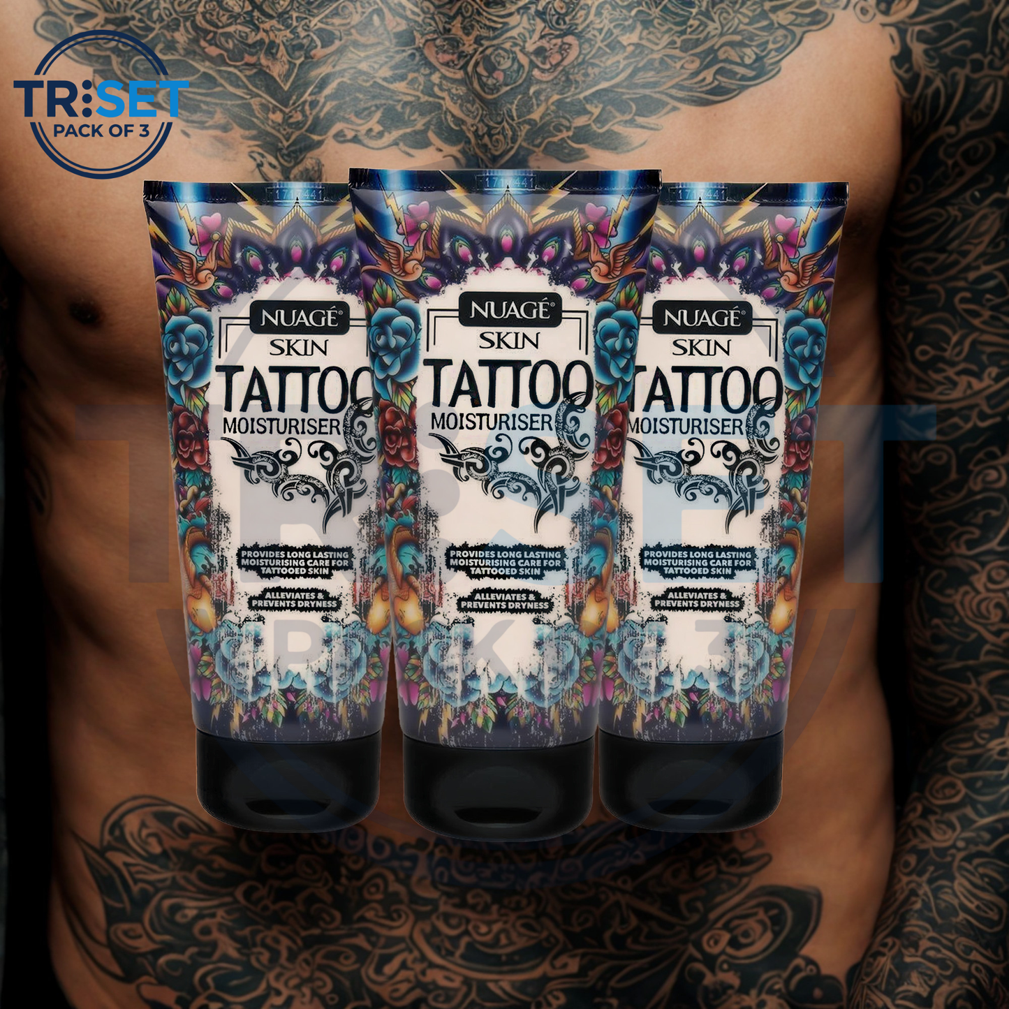 Nuage Tattoo Moisturiser 150ml Pack of 3 Triset Aftercare Cream Enhance Colour