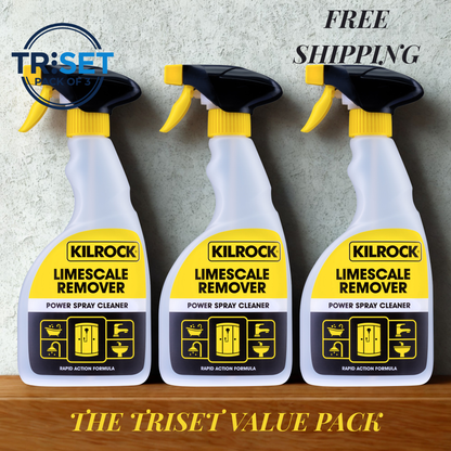 Kilrock Limescale Remover 500ml Pack of 3 Triset Power Spray Hard Water Cleaner