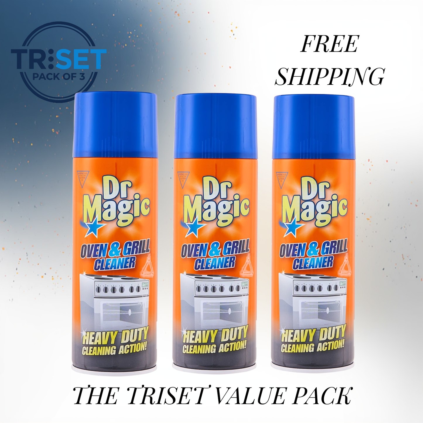 Dr Magic Oven & Grill Cleaner Spray Heavy Duty Degreaser 390ml Pack of 3 TRISET