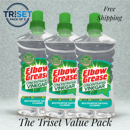 Elbow Grease Concentrated Vinegar 750ml Pack of 3 TRISET Natural Descaler Cleaner