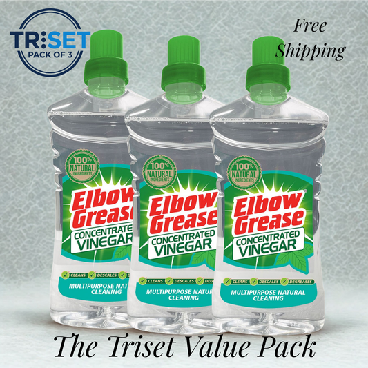 Elbow Grease Concentrated Vinegar 750ml Pack of 3 TRISET Natural Descaler Cleaner