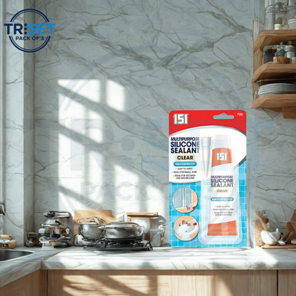 151 Multipurpose Silicone Sealant Clear 70g Pack of 3 Waterproof Kitchen Bathroom