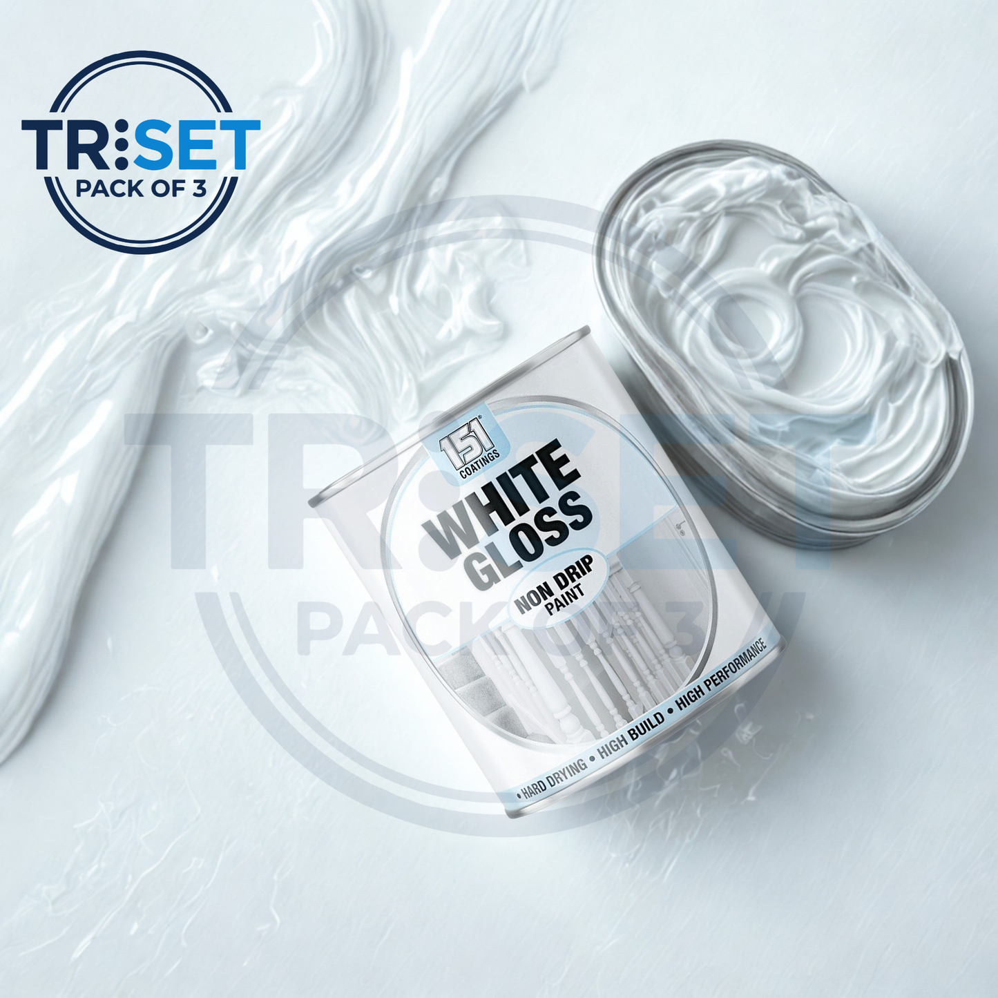 White Gloss Wood Paint 151 Pack of 3 Non Drip Tin Indoor Outdoor 300ml