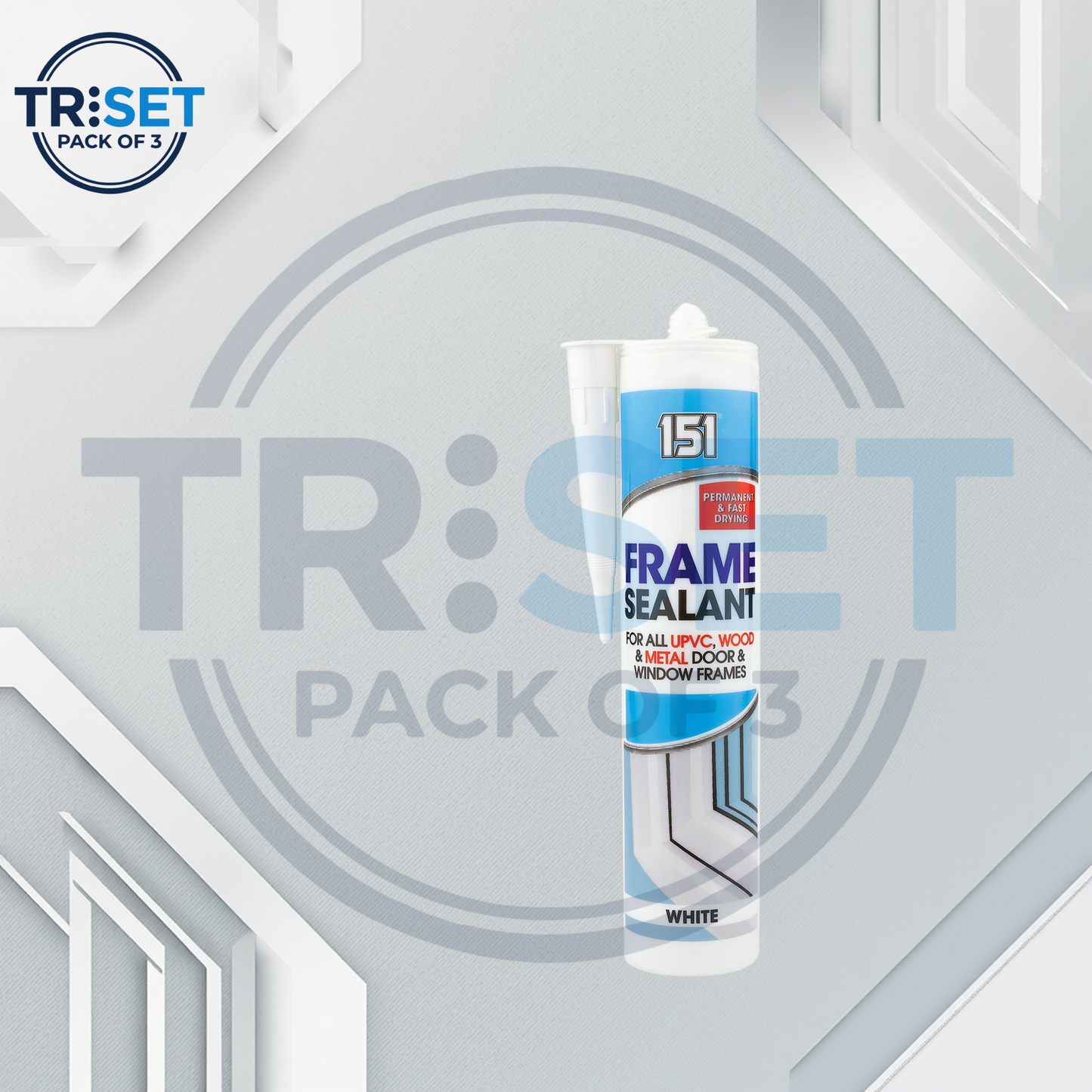 151 White Frame Sealant 280ml Pack of 3 Triset UPVC Wood Metal Door Window Seal