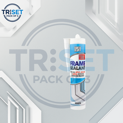151 White Frame Sealant 280ml Pack of 3 Triset UPVC Wood Metal Door Window Seal