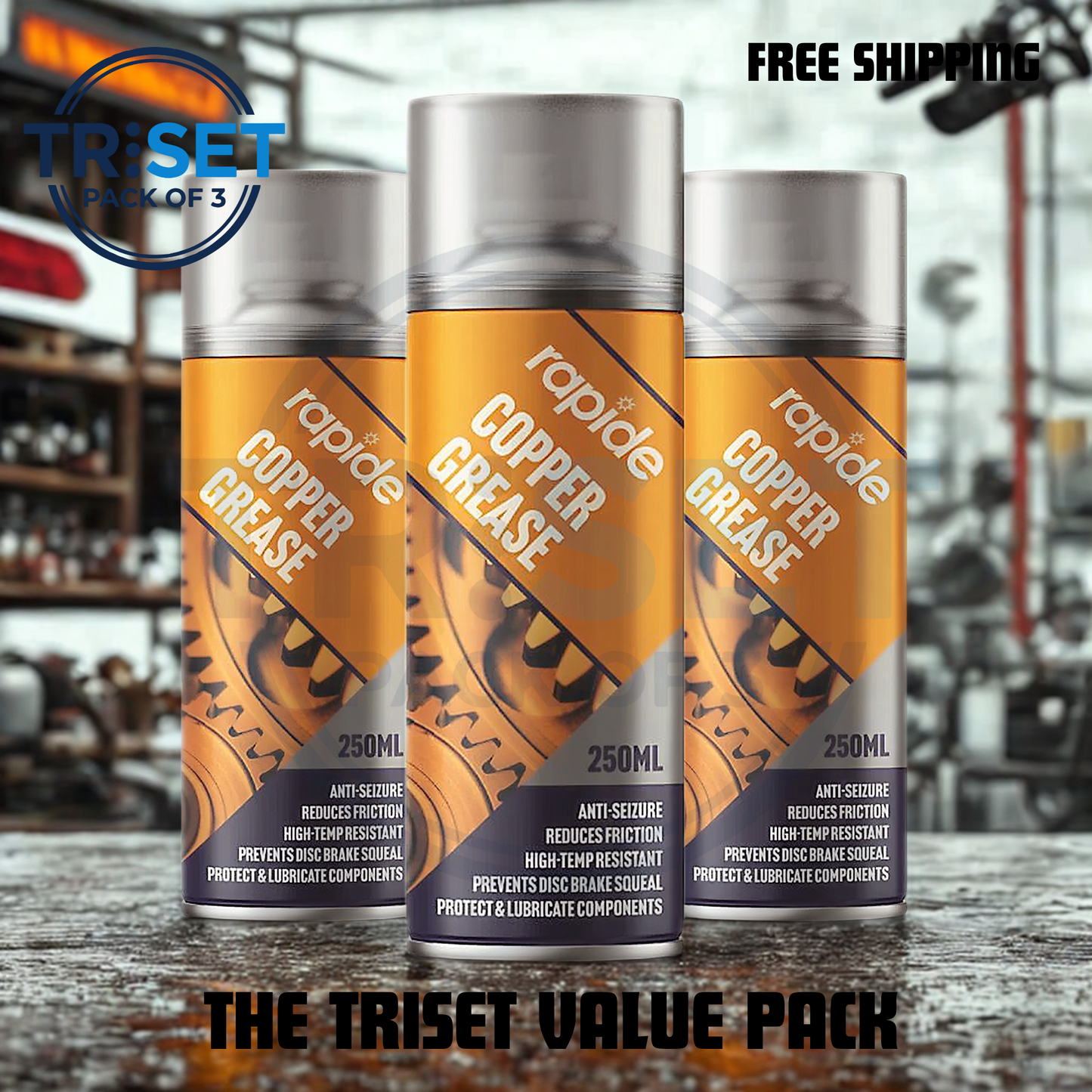 Copper Grease Spray Rapide Pack of 3 Anti Seize Brake Slip Lubricant 250ml Aerosol